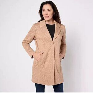 Susan Graver Qltd Knit Notch Collar Fully Lned Jacket-Taupe-Petite XL-A626993